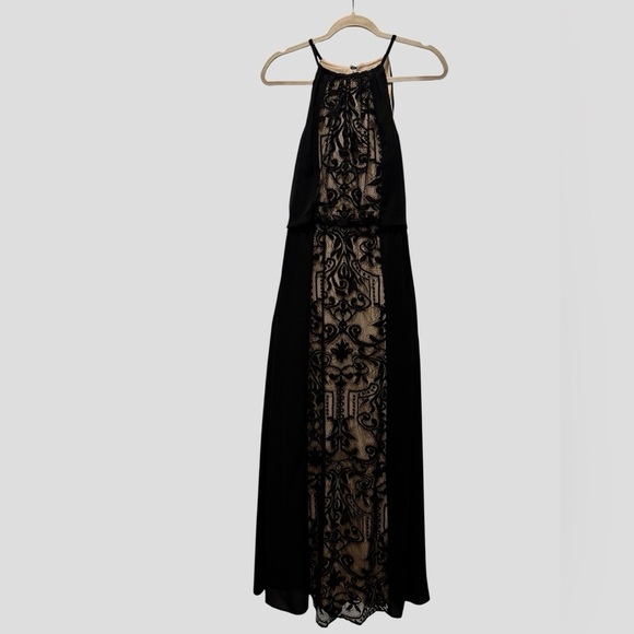LONDON TIMES Elegant Black and Nude Lace Dress Size 6 Formal Wedding Stylish - Picture 1 of 13